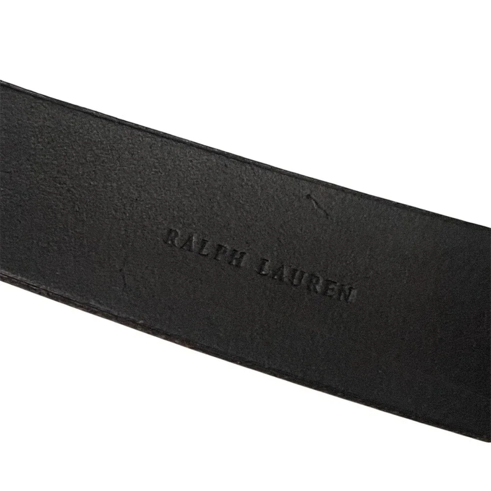 Ralph Lauren Belt Mens Black Solid Single-Prong Buckle Logo Size S